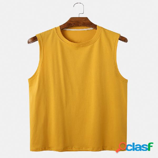 Camiseta masculina de algodão respirável cor sólida