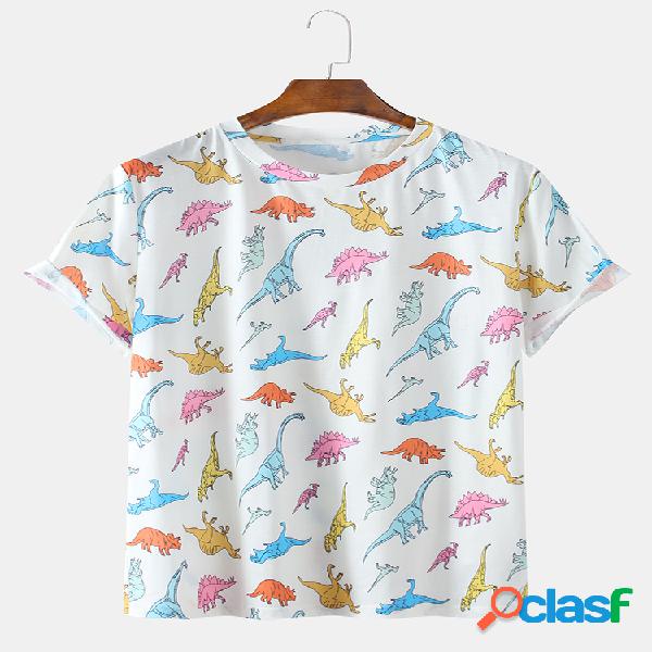 Camiseta masculina divertida com estampa de dinossauro