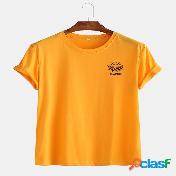 Camiseta masculina engraçada Smile Face Padrão de manga