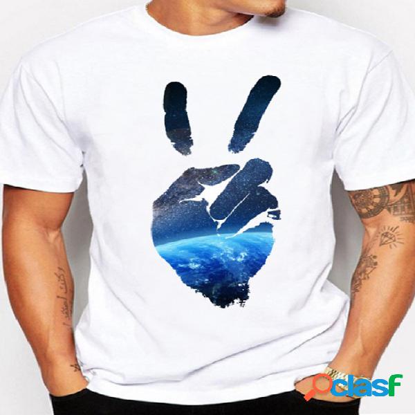 Camiseta masculina verão casual figura gráfica