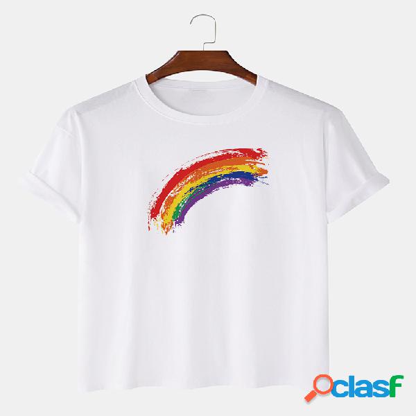 Camisetas básicas masculinas Rainbow e coloridas Padrão de