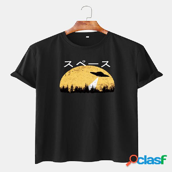 Camisetas de manga curta casual masculina com estampa de