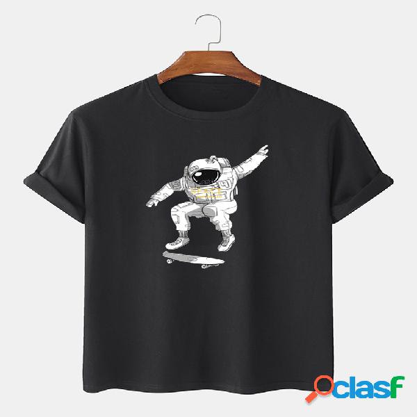 Camisetas masculinas 100% algodão com estampas de