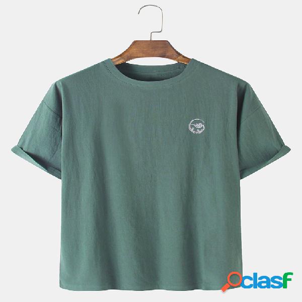 Camisetas masculinas 100% algodão cor sólida respirável