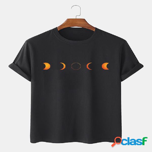 Camisetas masculinas Solid Color Moon Padrão com estampa de