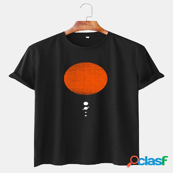 Camisetas masculinas Sun & Planet Graphic Impresso Casual