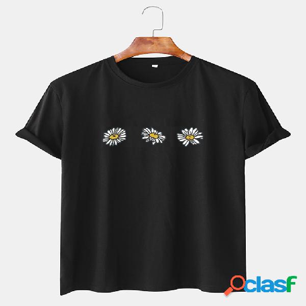 Camisetas masculinas com flores simples de crisântemo