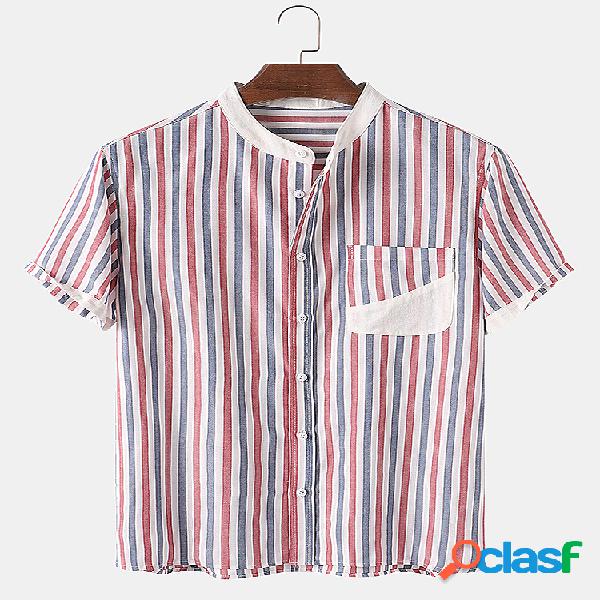 Camisetas masculinas com listras básicas estampadas casuais