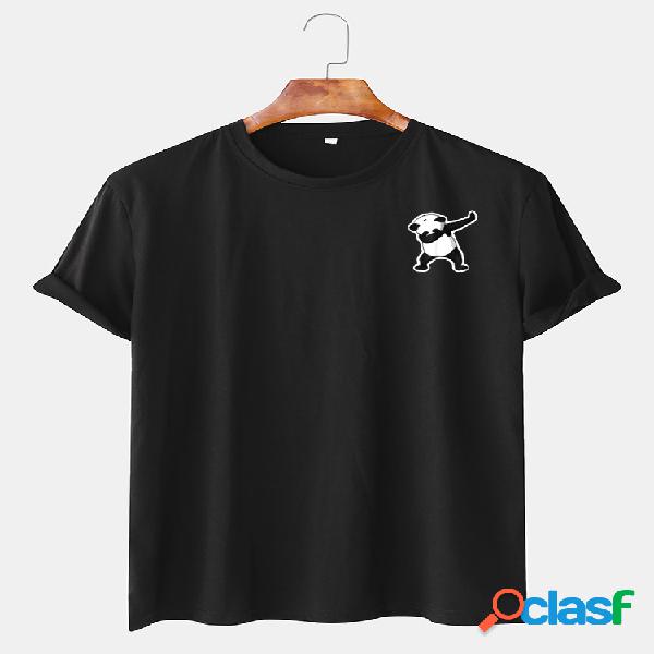 Camisetas masculinas de algodão Panda estampadas em volta