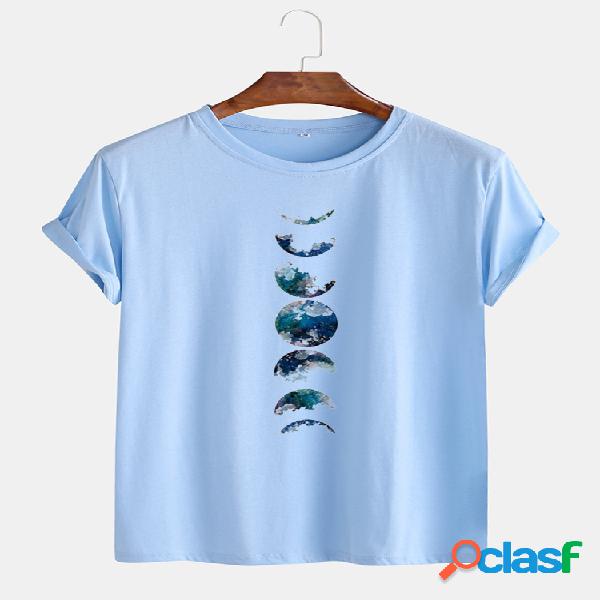Camisetas masculinas de algodão terrestre com decote em O