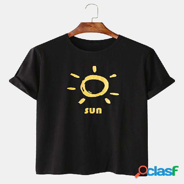 Camisetas masculinas engraçadas com gola em O Sun Cartoon