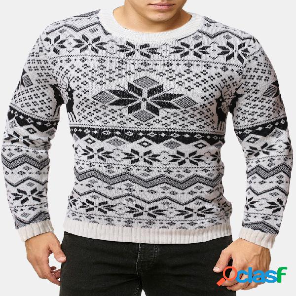 Camisolas masculinas de floco de neve de Natal Padrão em