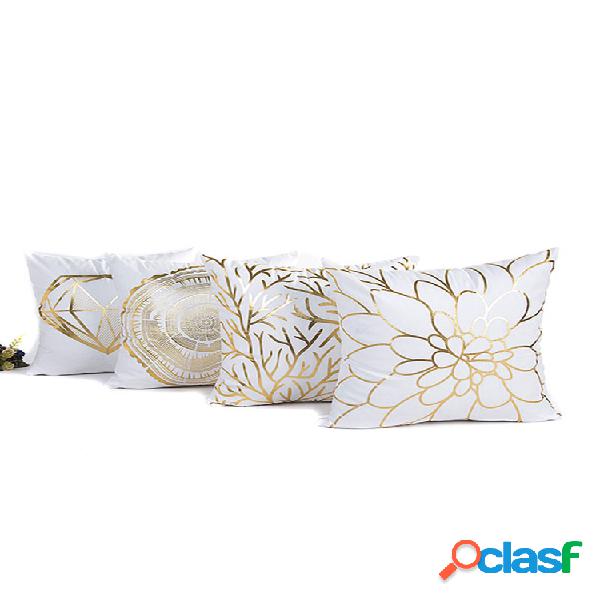 Capa de almofada bronzeada estampada em ouro decorativo