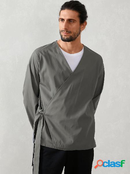 Cardigã de protetor solar étnico masculino casual com