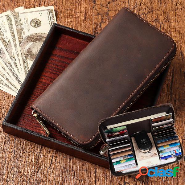 Carteira masculina Couro Genuíno Money Clip RFID Slots para