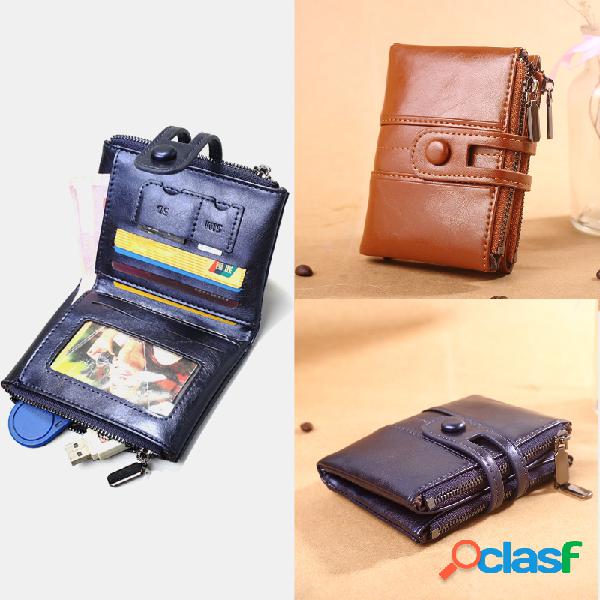 Carteira para cartão SIM de couro feminino com 3 slots para
