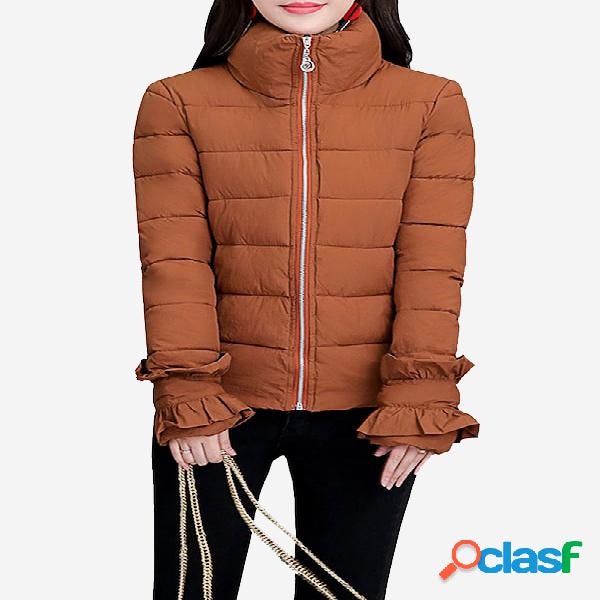 Casaco de inverno feminino acolchoado Design fechamento com