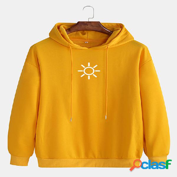 Casacos de algodão com estampa masculina solar e ombros com