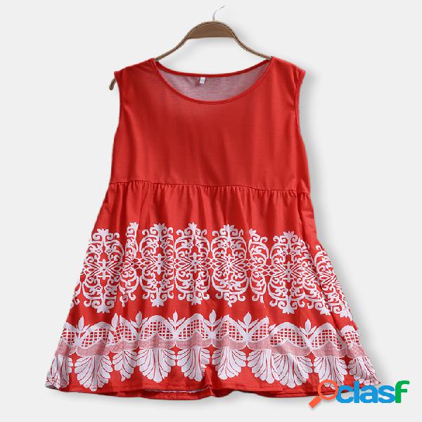 Casual Patchwork Impresso Regatas