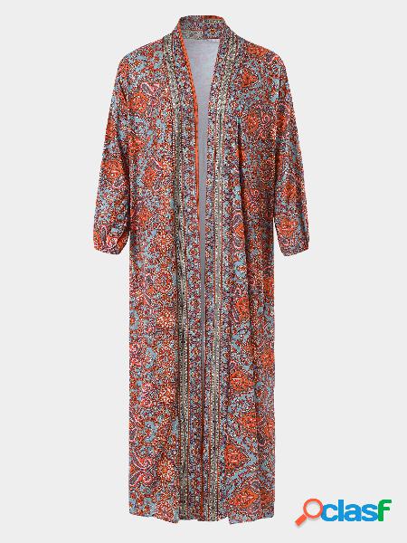 Casual Print Paisley 3/4 Comprimento Sleeves Cardigan