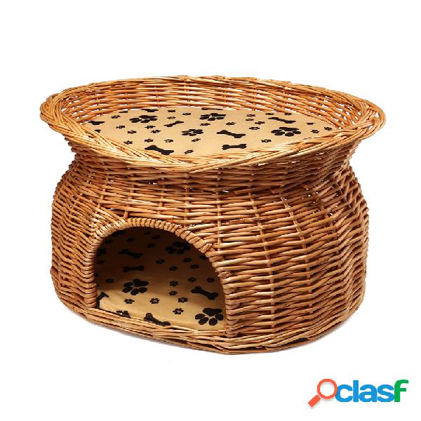 Cesta de vime para gato 2 camadas Cesta de vagem para