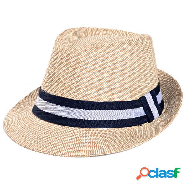 Chapéu Panamá Com Cordão De Jazz Respirável Para Praia