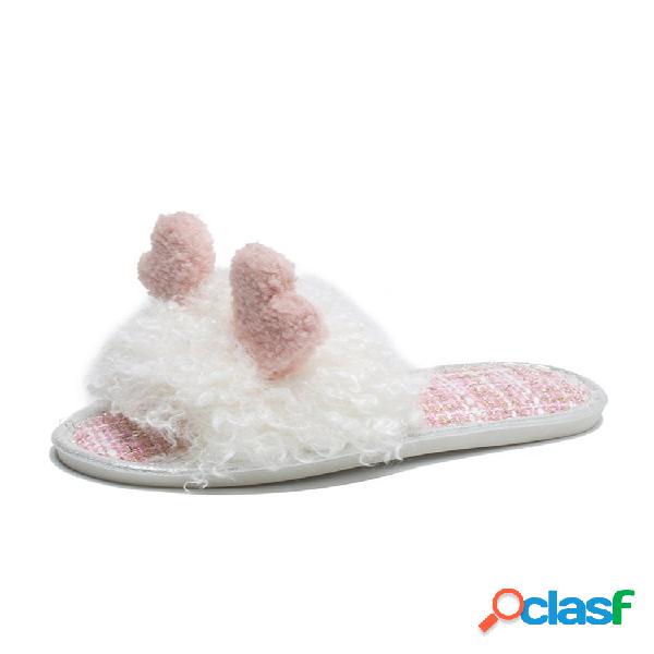 Chinelos femininos com decoração casual de desenho animado