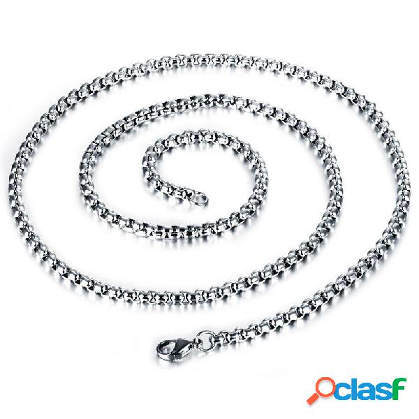 Colar de corrente quadrada masculina vintage de 3 mm Colares