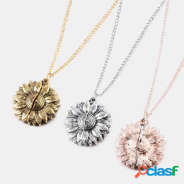 Colar duplo vintage especial de girassol You Are My Sunshine