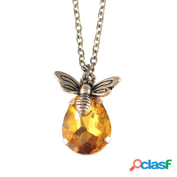 Colares de pingente de abelha de cristal vintage colares de