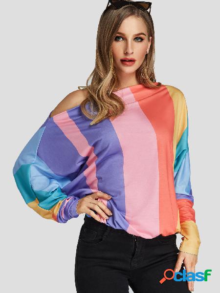 Color Block One Top de mangas compridas de ombro