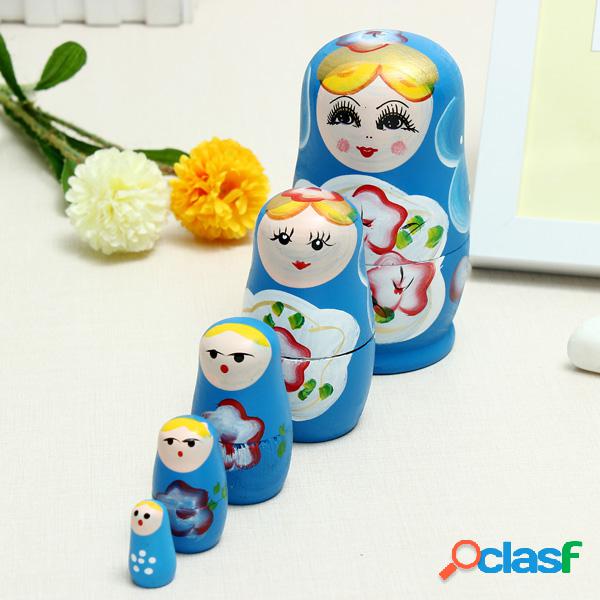 Conjunto de 5 peças adorável russa matryoshka madeira