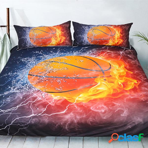 Conjunto de capa de edredon 3D exclusivo para basquete Fire