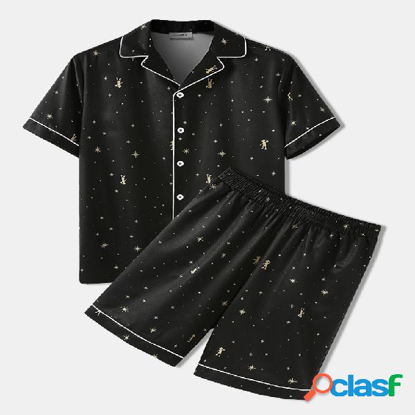 Conjunto de pijamas Star Padrão Cozy Duas Peças Summer