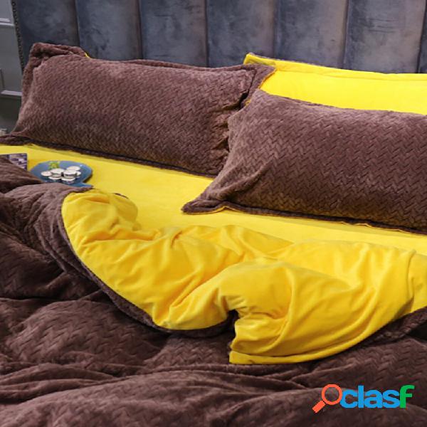 Conjunto de roupa de cama de veludo de cristal espesso de