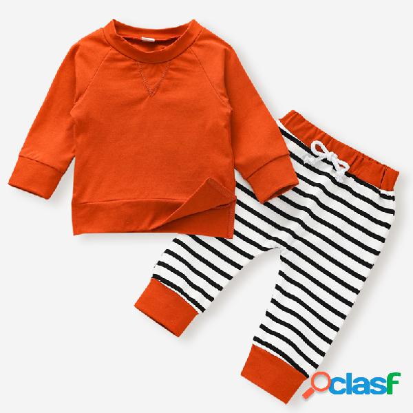Conjunto de roupas casuais para bebê com mangas compridas