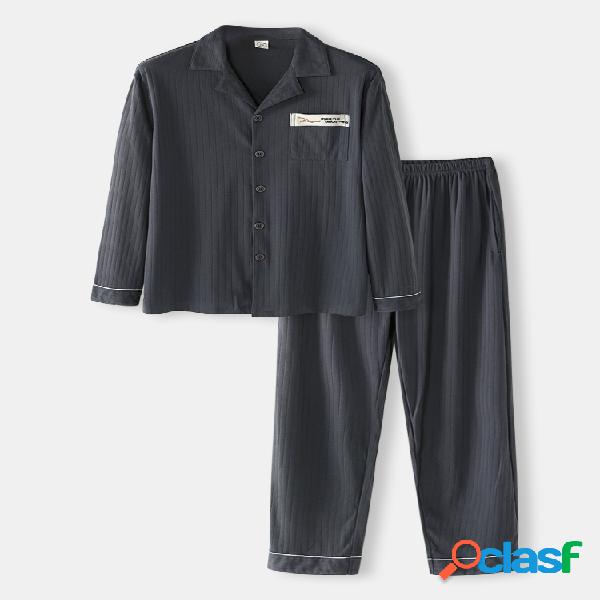 Conjuntos de pijamas de algodão cinza de grão fino de