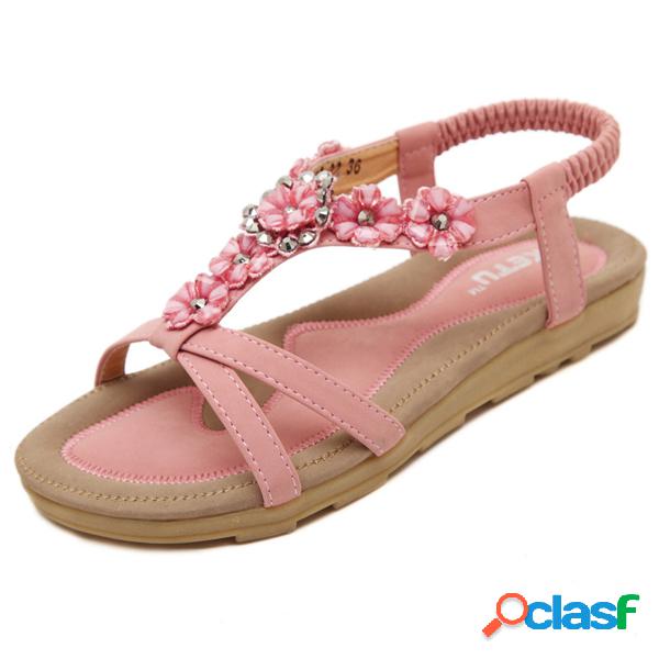 Contas Bohemian ocos flor sapatos fluff sapatos rasos