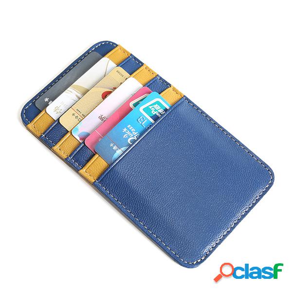 Couro Genuíno Stitching Color Card Holder Bolsa Para