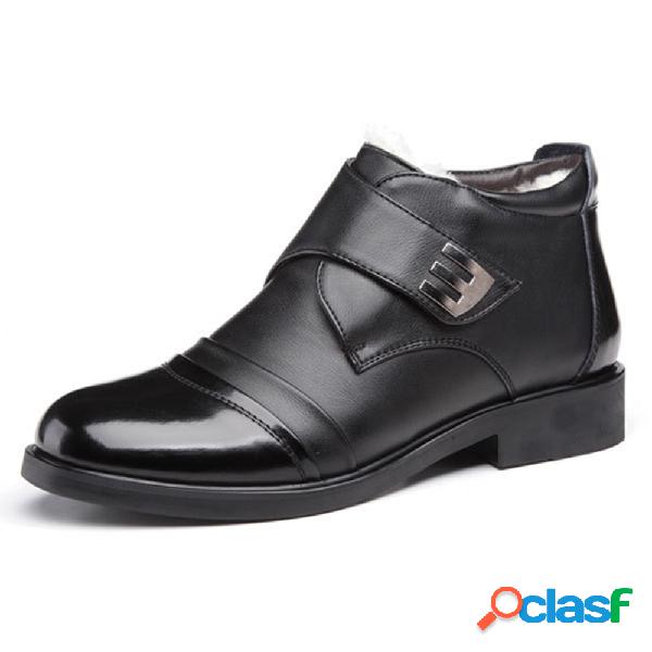 Couro de vaca de tamanho grande homens Gancho botas casuais