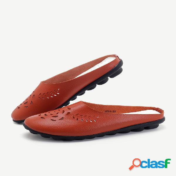 Couro oco sem encosto Confortável Soft Sapatos casuais