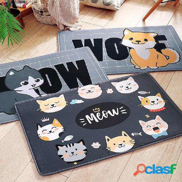 Cute Cartoon Cat Cachorro Pet Floor Mat Home Soft Flanela