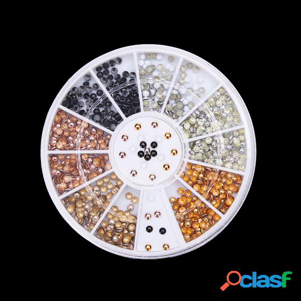 DANCINGNAIL 2mm Mix Color Round Alloy Nail Art Decoração