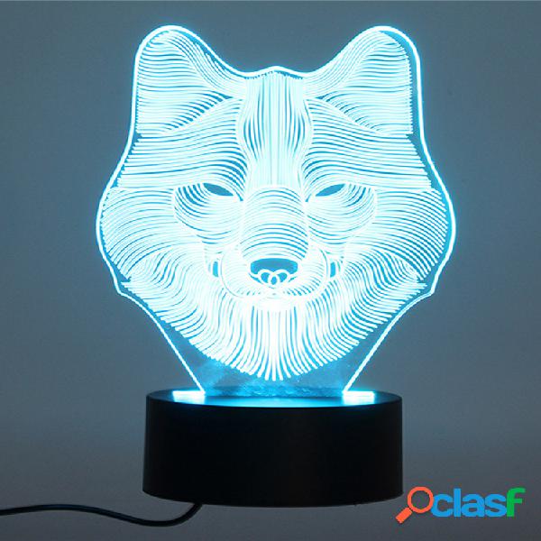 DecBest 3D Wolf Night Light 7 Cor Change LED Desk Mesa de