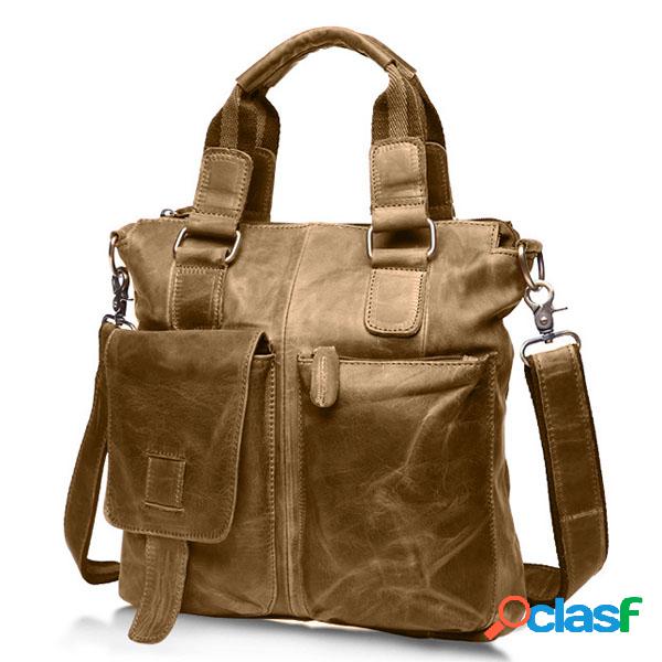 Ekphero Bolsa Retro Transversal Couro Genuíno Dupla