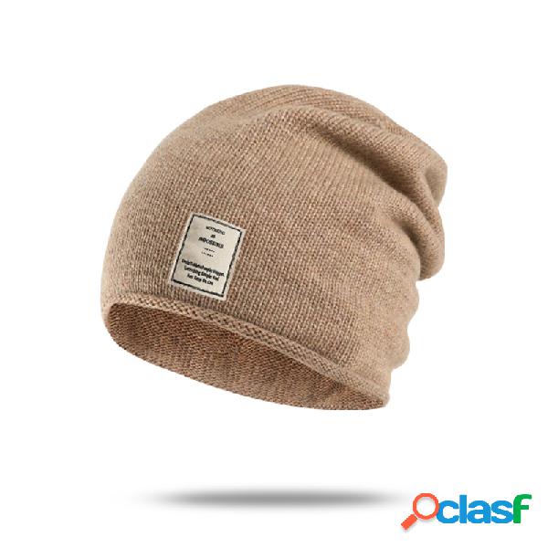 Gorro feminino quente de malha sólida selvagem Chapéu Lã