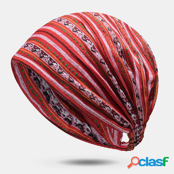 Gorro listrado multicolorido Chapéu lenço turbante capa