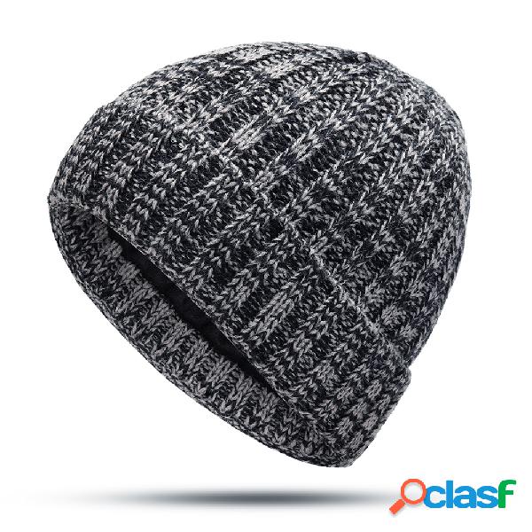 Gorro masculino de malha de lã de inverno quente espesso