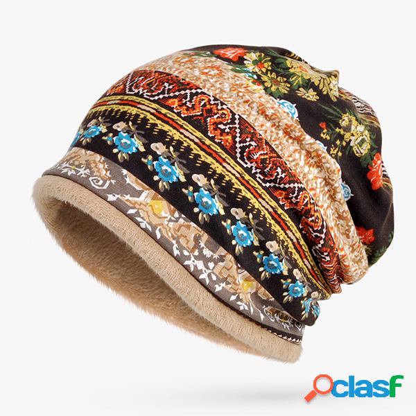 Gorro Étnico Listrado Estampado Feminino de Algodão