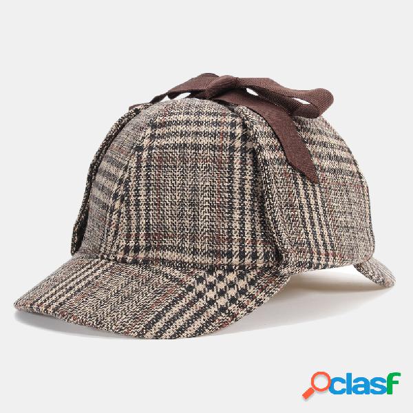 Herren Deerstalker Schirmmütze Jagdmütze Para Sherlock